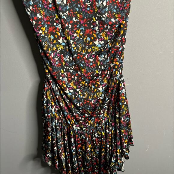 Tanya Taylor Colorful Floral Short Sleeve Long Dress Ruffle Hem Size XS - Picture 3 of 6
